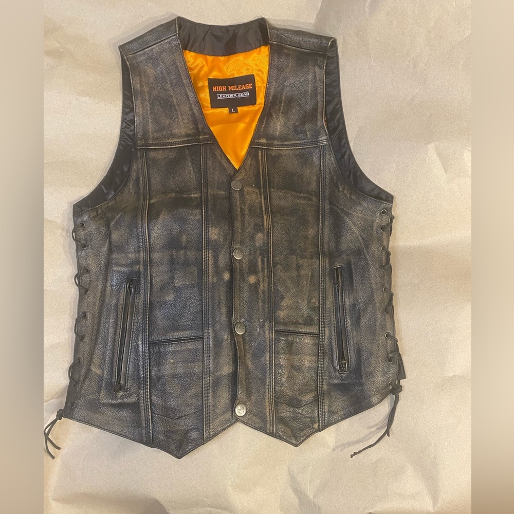 High Mileage Leather Gear Motorcycle Vest